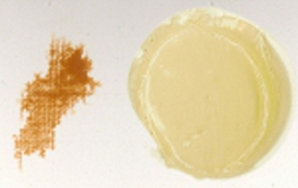 Three-thousandths of an inch oil paint film on left. On right, one-eighth inch acrylic film.