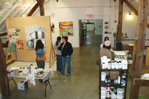 Lynette Stephenson’s Studio during Open Studios at the Golden Foundation Residency Barn.