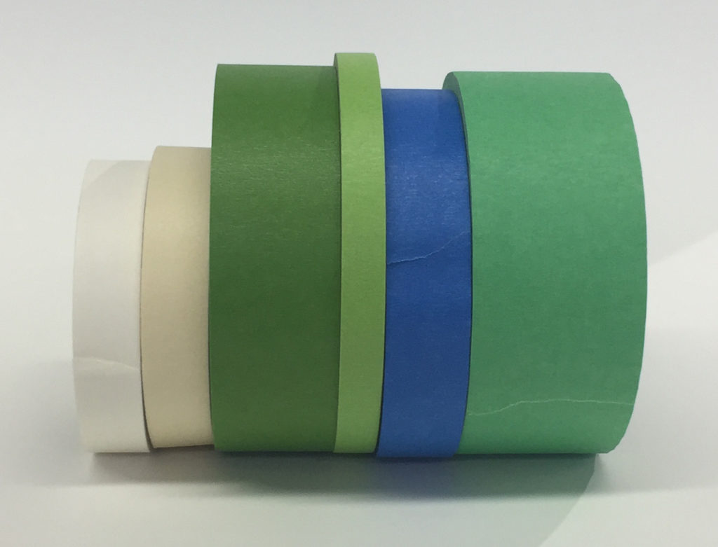 An assortment of different masking and low-tack painter's tapes.