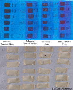 Adhesion tests of varnishes on pencils.