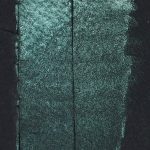 QoR Interference Green-Blue color shift watercolor lightfast test result photograph of a 25 water to 1 paint dilution on cold pressed black watercolor paper.