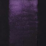 QoR Interference Violet watercolor lightfast test result photograph of a 25 water to 1 paint dilution on cold pressed black watercolor paper.